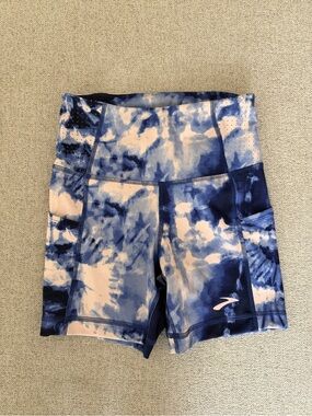 Brooks Women's Blue and Light Pink Tie-Dye Athletic Shorts